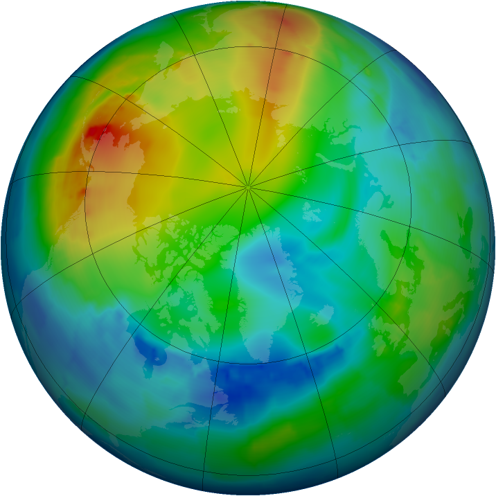 Arctic ozone map for 05 December 2012